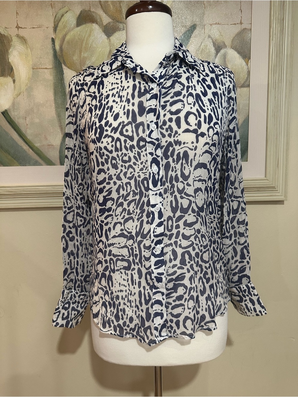 LAVENDER BROWN Animal print silk blend blouse XS